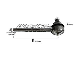 Rotule de direction avant à tige MF 140 ->158. OEM: 1860408M2